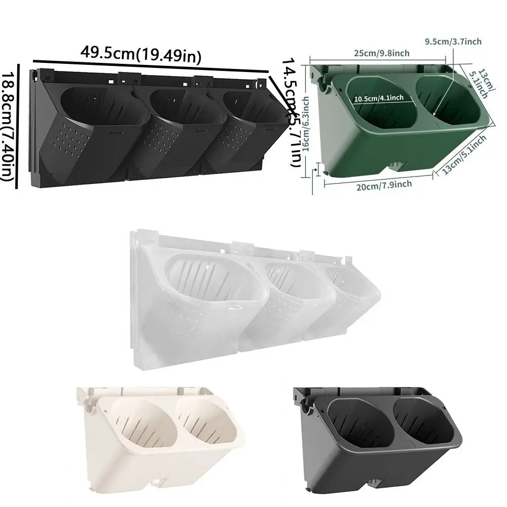 pots fleurs muraux auto arrosants empilables trous blanc noir vert clips moderne