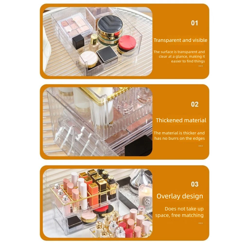 boîte rangement transparente moderne maquillage palette poudre rouge lèvres vernis ongles produits cosmétiques
