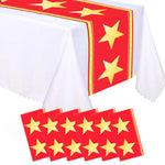 chemin table étoiles rouge jaune nappe festive anniversaire mariage décoration table serviettes motifs étoiles