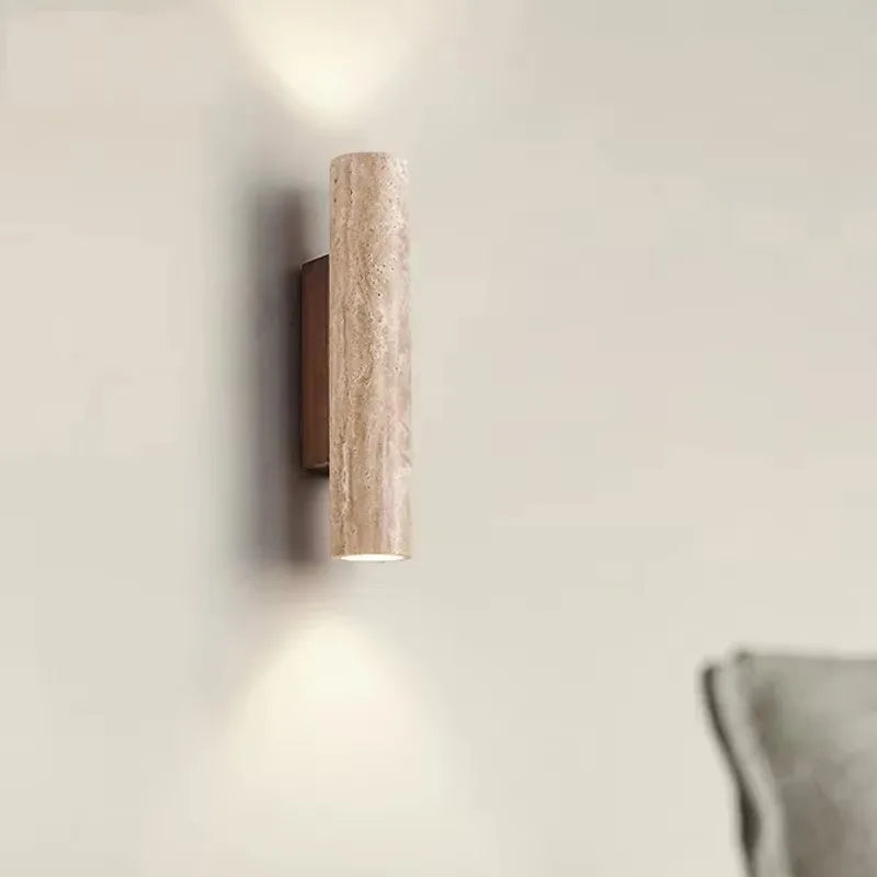 applique murale moderne pierre beige clair veines minimaliste éclairage led chambre salon
