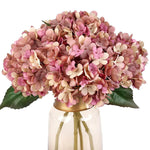bouquet artificiel hortensia soie blanc vert marron rose beige vases transparents classique moderneintérieurDecorationFleursArtificielles