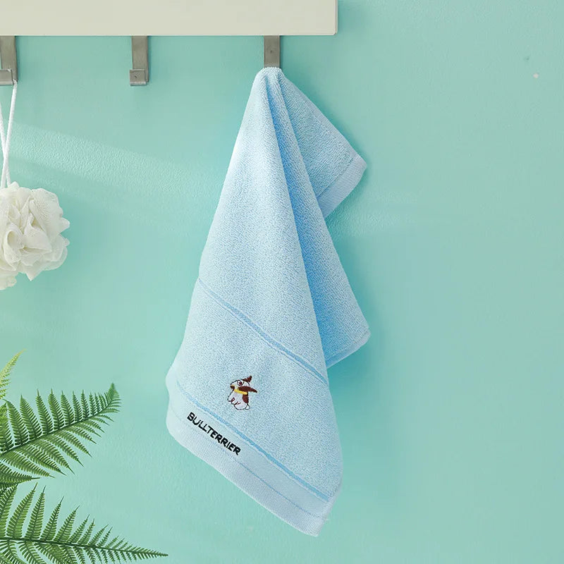 serviettes coton chien mignon violet jaune rose blanc bleu douces absorbantes moderne toilette