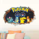 sticker mural 3d pokemon pikachu personnages animés arrière plan naturel adhésif