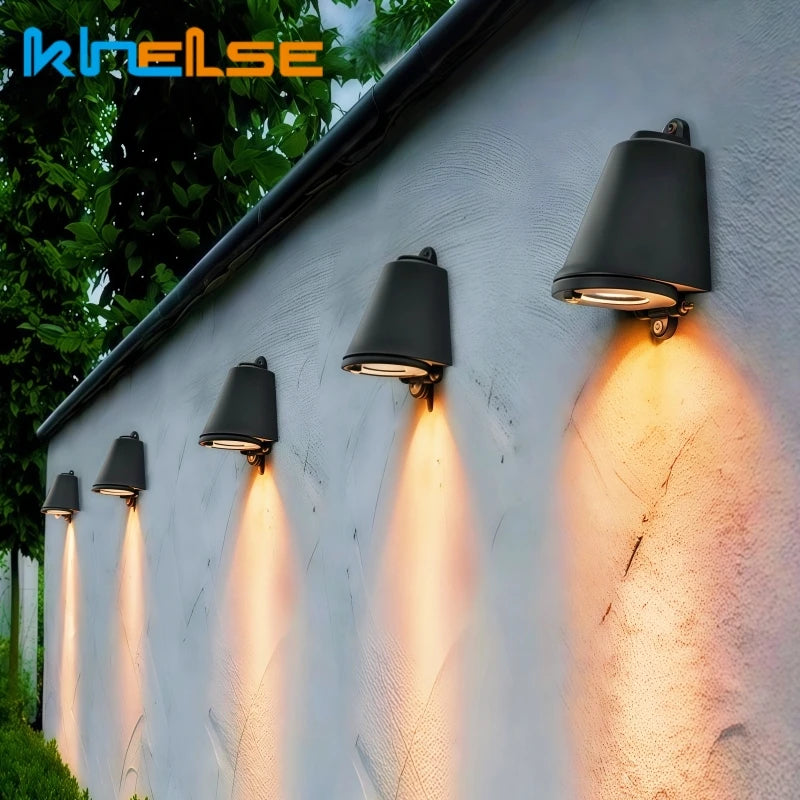 applique murale led moderne minimaliste chrome noir or gris mat conique lisse industrielleextérieur verre