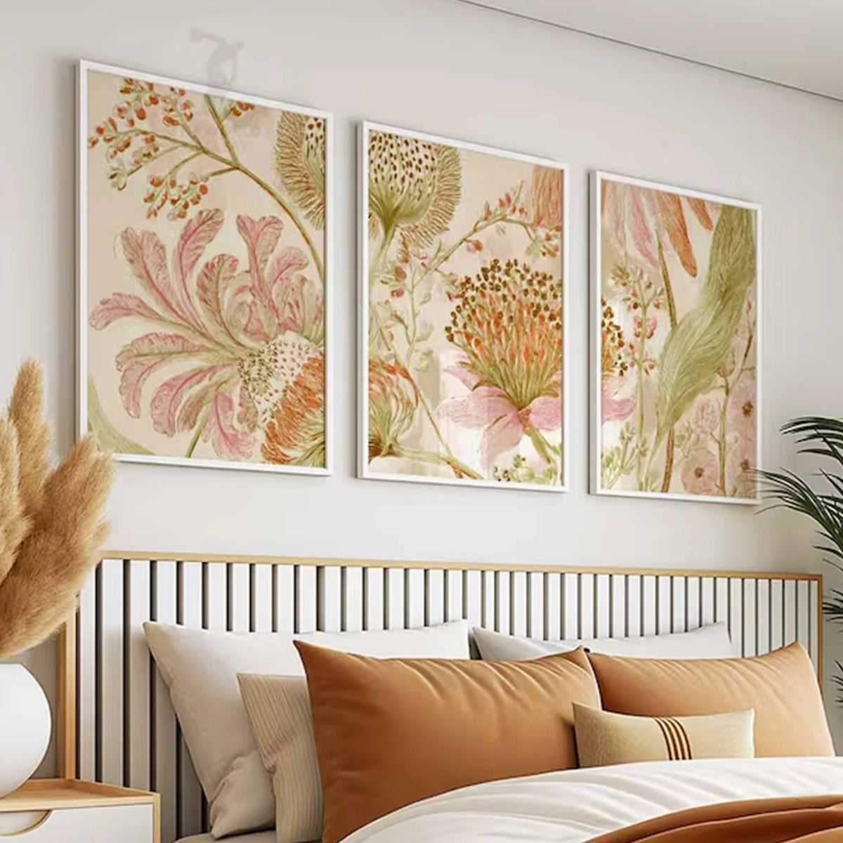 decoration murale moderne affiches fleurs floraux salon chambre enfants 3pcs