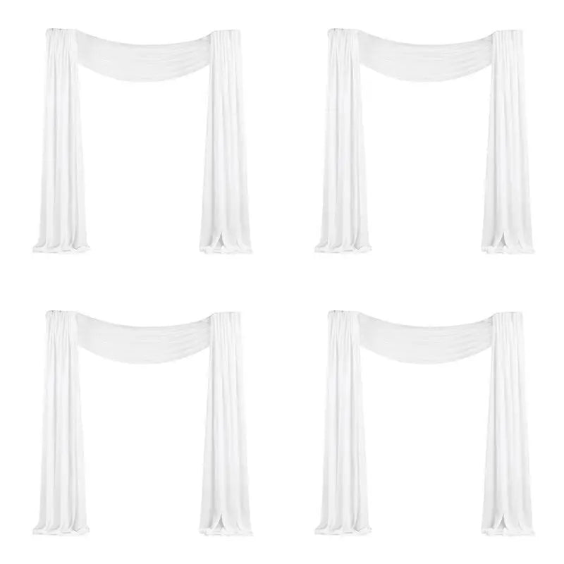 rideau blanc moderne drapeau mariage tissu opalin decoration ceremonie event backdrop 8m 0.75m