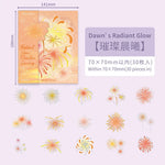 sticker floral adhésif bleu vert doré fleurs feuilles décoration carnet artisanal 40pcs