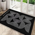 tapis moderne gris noir blanc motifs géométriques polyester salon chambre simple aubusson rectangle