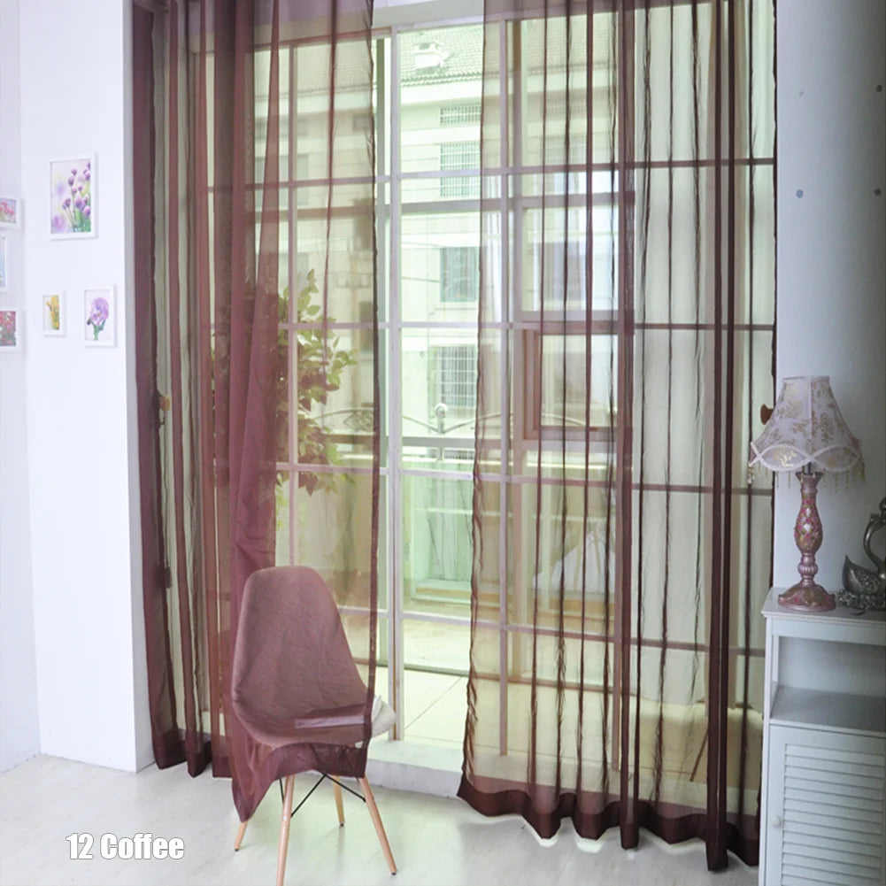 rideau transparent moderne fin vertical plissé couleurs vives turquois orange rouge violet rose blanc