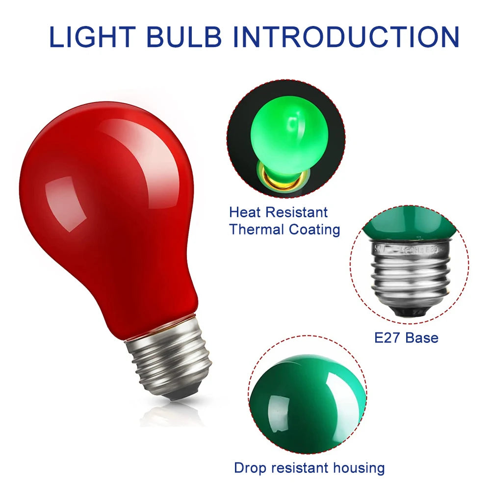 Ampoule LED E27 85mm 15000h bleue jaune verte blanche rose rouge moderne