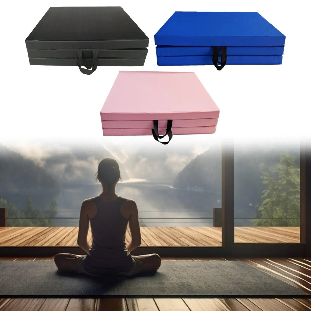 tapis yoga pliable noir bleu rose épais non glissant fitness gym