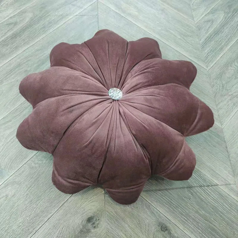 coussin décoratif velours motif fleur six pétales moderne lavable lit chambre