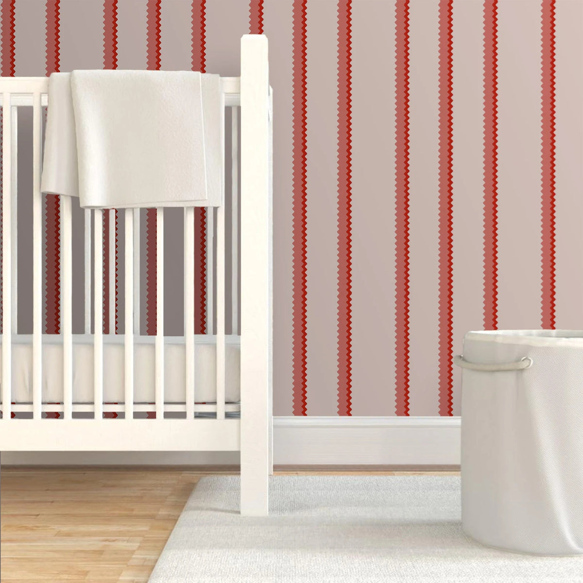 papier peint autocollant rayures roses rouges bordure dentelée moderne résistant humidité sans formaldéhyde respectueux