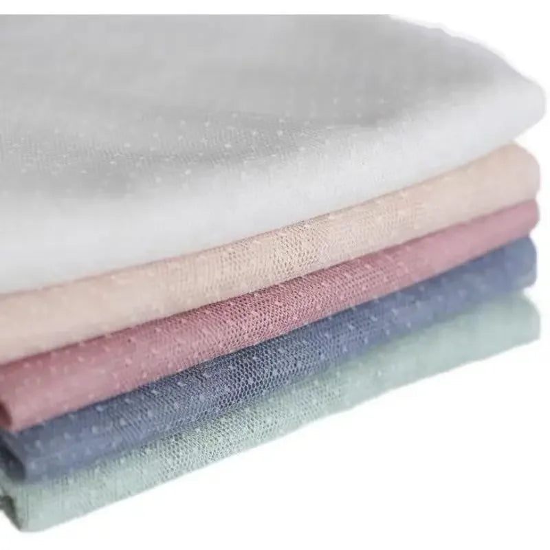 tissu polyester tulle vert clair rose pâle points petits résistance déchirure robe mariage hanfu