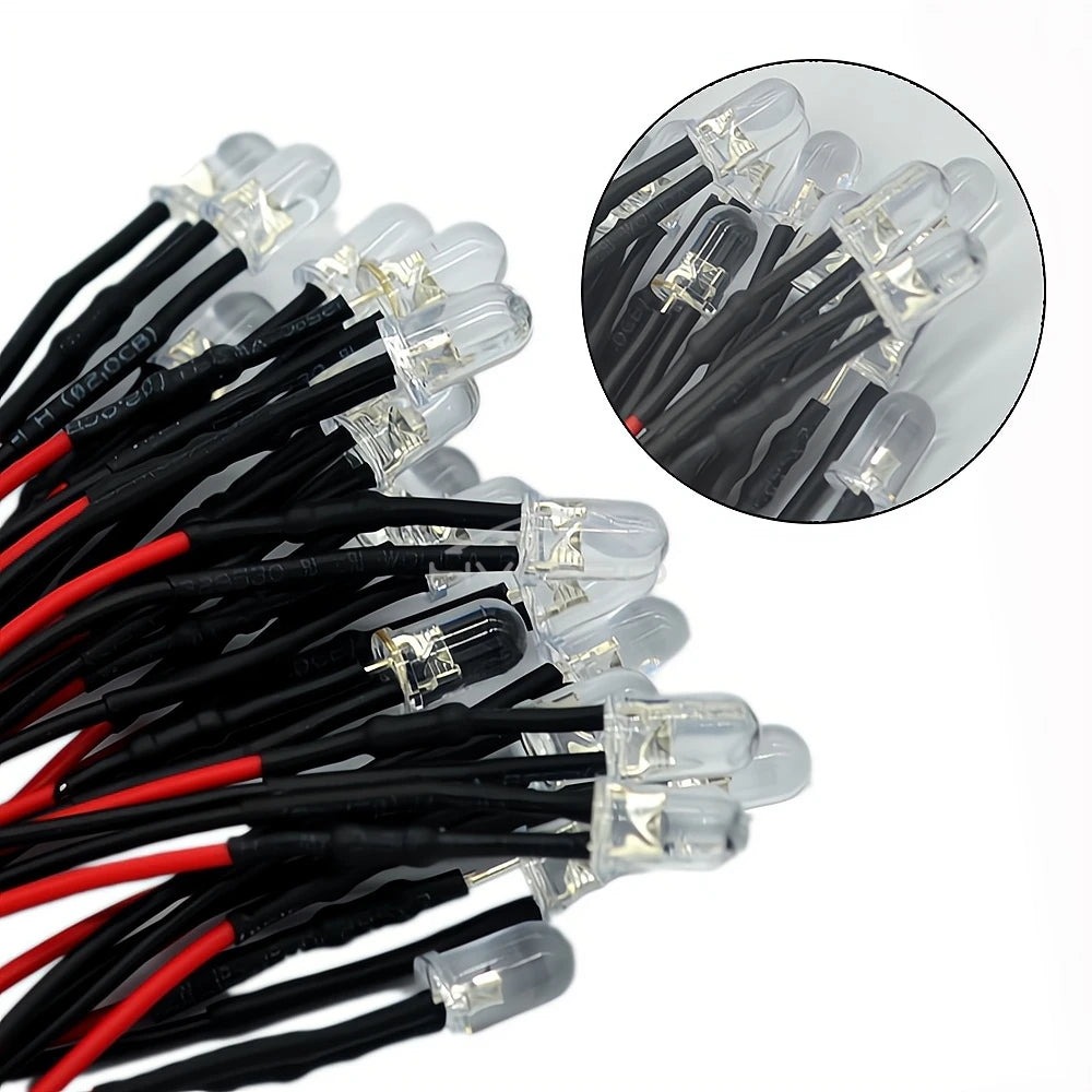 diode led ronde mm câble noir 12v bricolage décoration lumière transparente