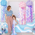 décoration murale sous marine méduses papier bleu rose violet anniversaire fête thème sirène