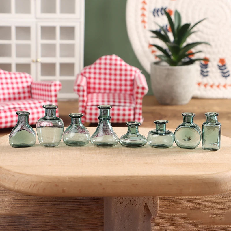 miniatures vases verre transparents vert clair décoration maison classique vintage Pods