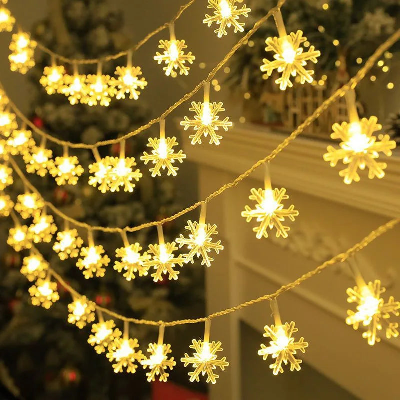 guirlande lumineuse flocons neige blanc multicolore clips festif anniversaire noel mariage valentin