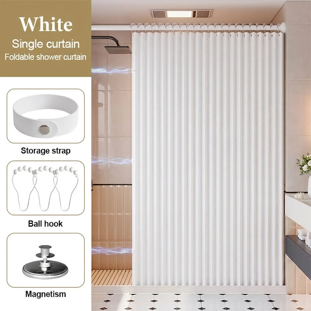 rideau douche pliable gris rayures moderne opacité 180x170cm respectueux environnement