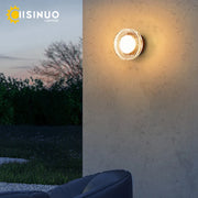 Applique murale extérieure ronde en aluminium IP65 étanche pour porche et entrée - Lumière noire LED