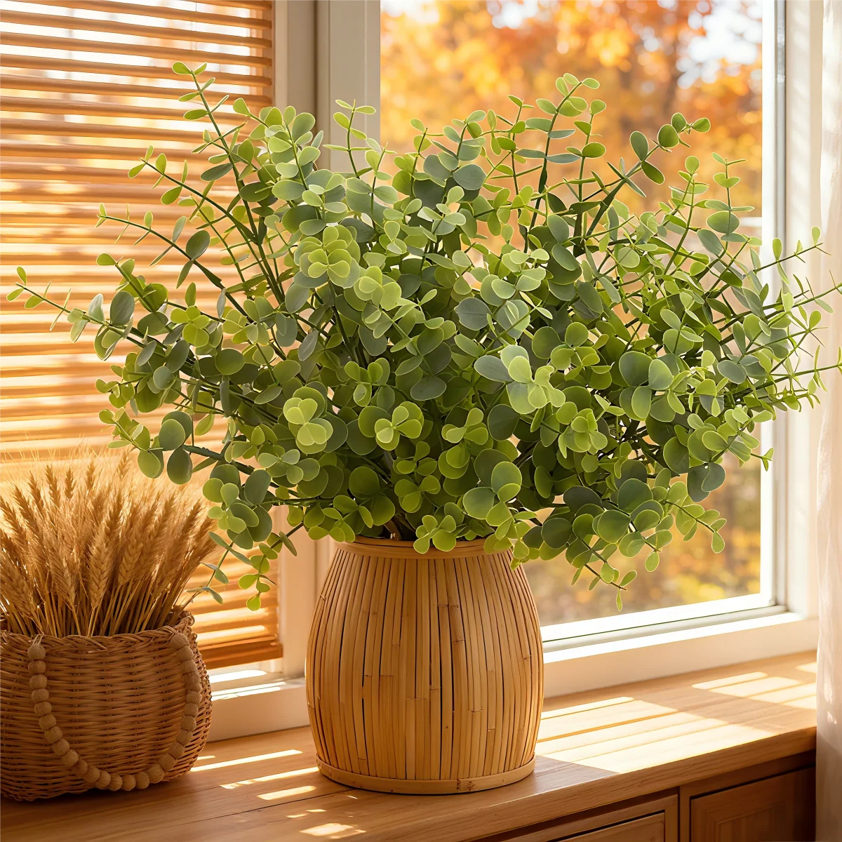 bouquet artificiel eucalyptus feuilles vertes naturel minimaliste sans potintérieur decoration
