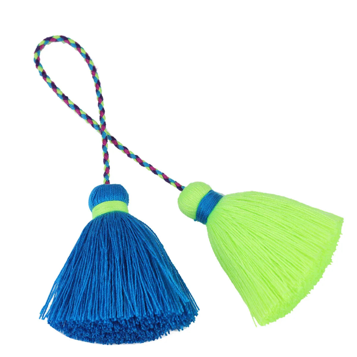 pompons multicolores tissés franges bohèmes décontractés accessoire décoration sacs rideaux artisanal DIY