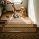 tapis d'escalier beige clair tissé motifs géométriques simple moderne antidérapant durable