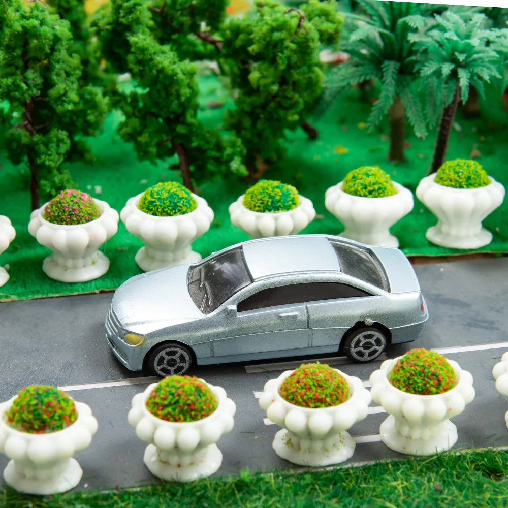 miniature pots fleurs blanc détails relief décoration jardin diy artificiels