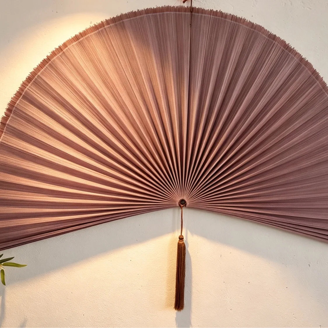 ventilateur mural bambou rouge beige gris vert rayures minimaliste tassel
