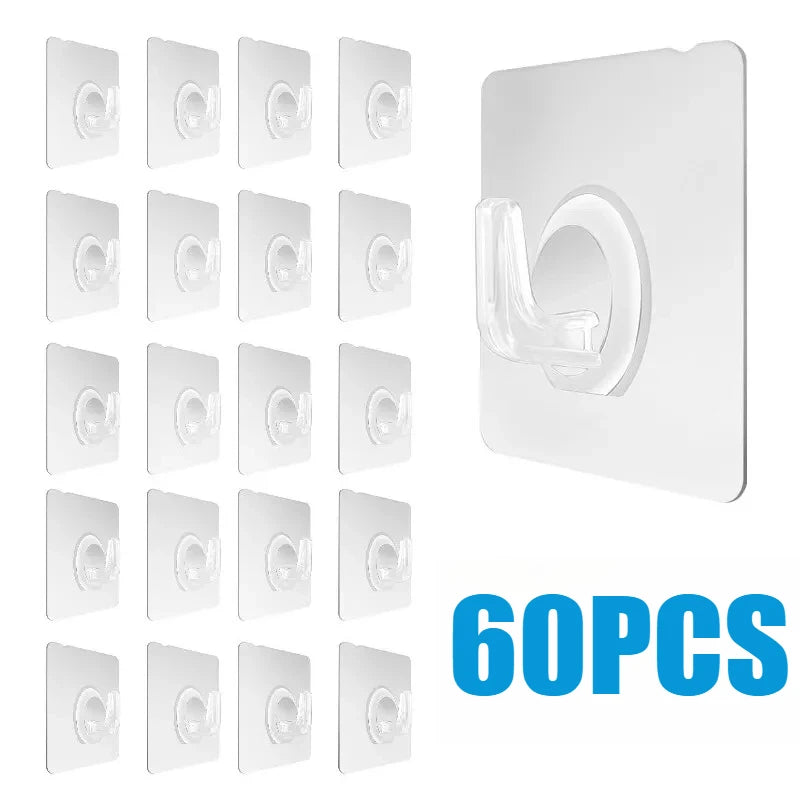 crochet mural transparent pvc adhésif moderne fixations murales accessoires salle bains cuisine multiples utilisation