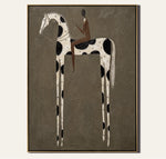 tableau cheval abstrait moderne cadre doré toile décorative salon chambre mur blanc noir