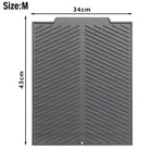 tapis silicone gris moderne rayures diagonales cuisine antidérapant respectueux environnement filtration eau protection vaisselle