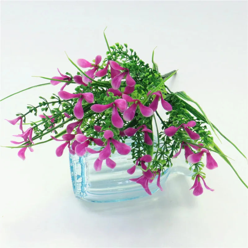 bouquet artificiel moderne fleurs blanches violettes jaunes ornement maison extérieur noël anniversaire mariage