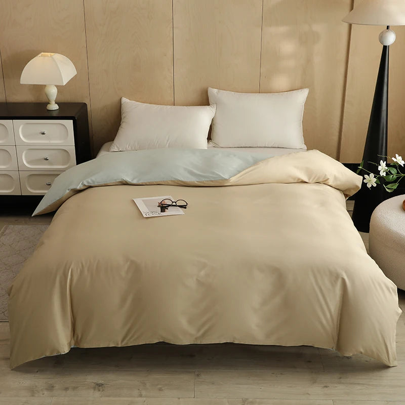 ensemble literie coton 100% uni moderne gris clair beige rose pâle doux adultes maison