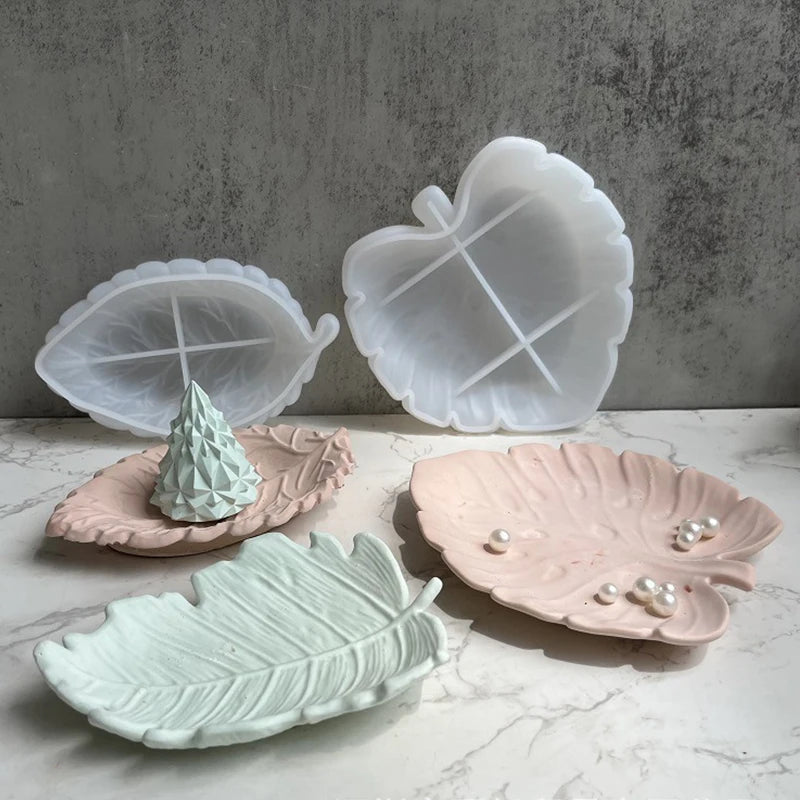 assiettes feuilles relief veines blanc translucides blanches moderne naturel bricolage craft korean