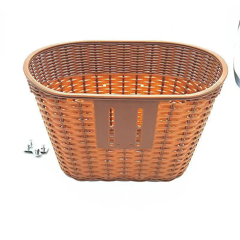 panier avant vélo tressé brun clair orange rustique vintage étanche facile détachable adultes