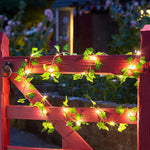 guirlande lumineuse feuilles vertes fleurs led noel mariage jardin decoration moderne 100leds 10mètres