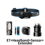 lampe frontale led 1800 lumens noir texturée moderne clip batterie aaa adaptateur