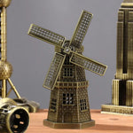 décoration intérieure vintage miniature moulin vent bronze ornements rustiques figurines