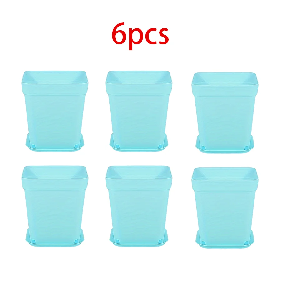 pots fleurs carrés multicolores plastique violet bleu jaune vert moderne adhésif 7cm 8cm 5cm