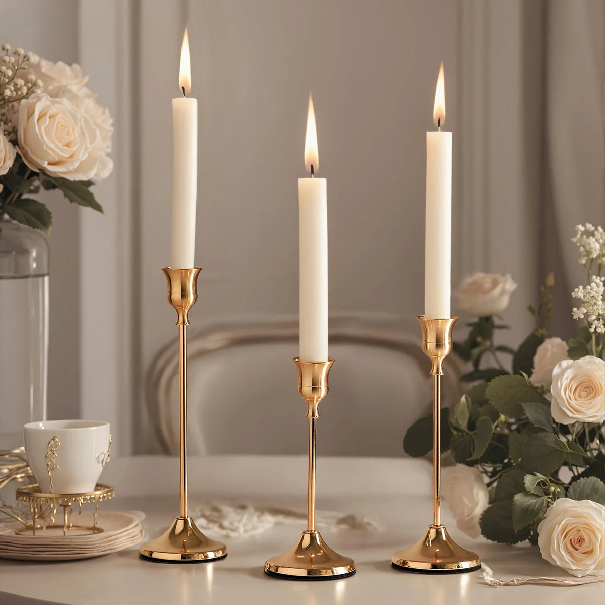 bougeoirs table or noir argent classiques décoration maison anniversaire mariage