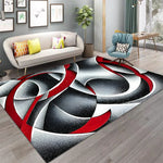 tapis géométrique abstrait moderne polypropylène polyester noir blanc rouge salon chambre extérieur