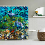 rideau douche motif marine tapis bain couvercle toilette poissons coraux