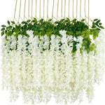 guirlande fleurs artificielles violette moderne extérieure accrochée blanc feuilles verte festive