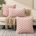 coussin décoratif peluche blanc motif boules doux canapé lit chaise maison