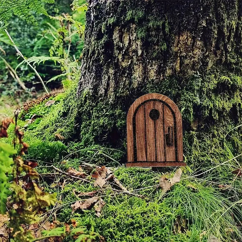 porte miniature souris bois rustique vintage marron clair poignée serrure adhésif decoration intérieure fantaisie