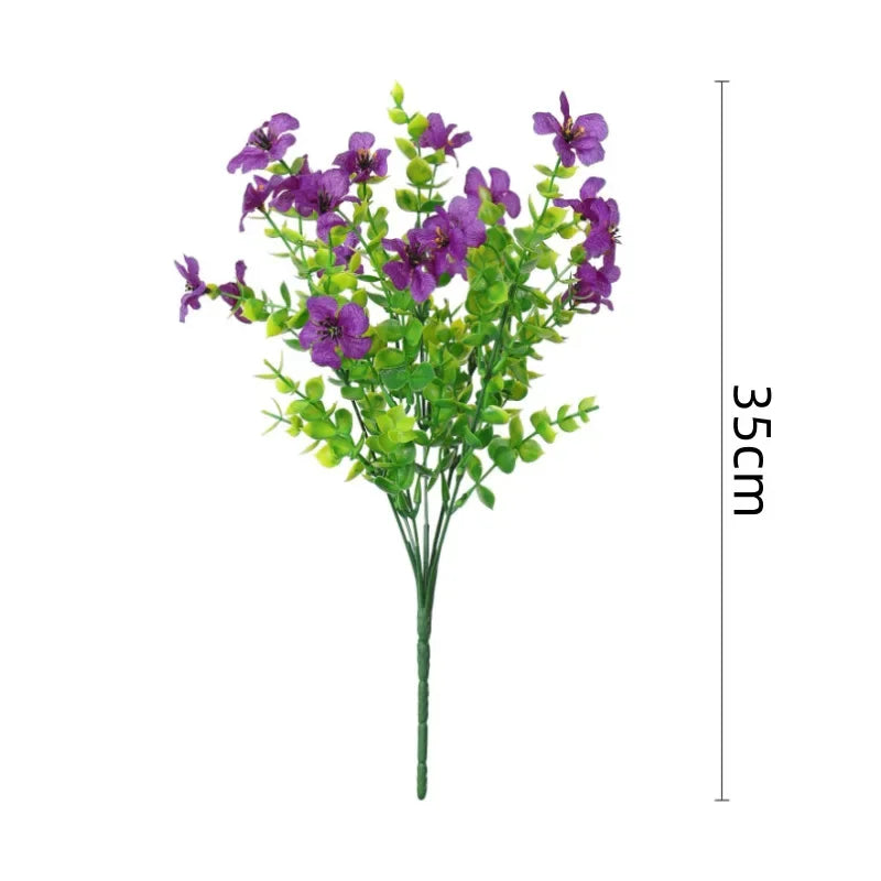 bouquets artificiels violet vert modernes decoration exterieure intérieure 35cm fleurs feuilles