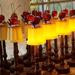 lampe table jaune marron gâteau cerise vintage LED abs chambre enfant deco chambre