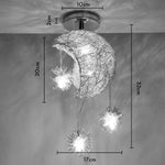 lampe suspendue moderne lune étoiles blanc doré salon chambre led