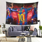 tapisserie moderne football bleu rouge jaune fc barcelone messi célébration unicef décoration intérieure sportive